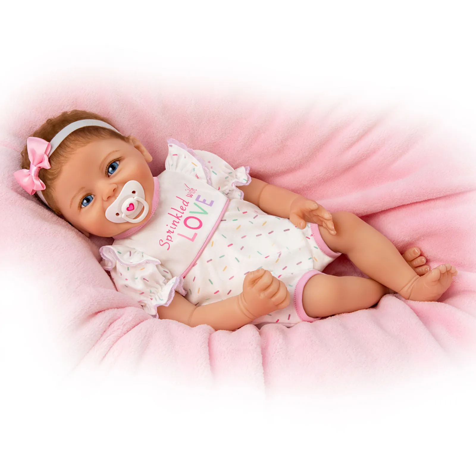 The Ashton - Drake Galleries Sprinkled With Love Lifelike Baby Girl Doll Weighted So Truly Real® Adorable RealTouch® Vinyl Skin with Soft Hand Rooted Hair by Doll Artist Ina Volprich 17-inches