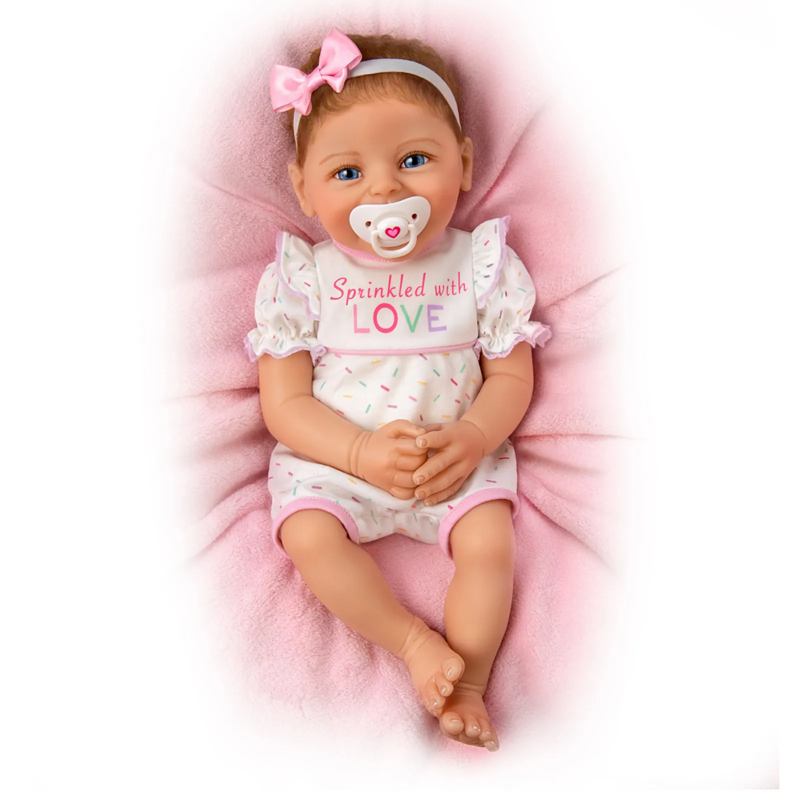 The Ashton - Drake Galleries Sprinkled With Love Lifelike Baby Girl Doll Weighted So Truly Real® Adorable RealTouch® Vinyl Skin with Soft Hand Rooted Hair by Doll Artist Ina Volprich 17-inches