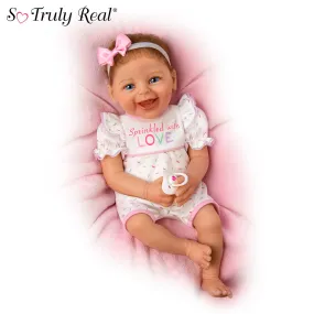 The Ashton - Drake Galleries Sprinkled With Love Lifelike Baby Girl Doll Weighted So Truly Real® Adorable RealTouch® Vinyl Skin with Soft Hand Rooted Hair by Doll Artist Ina Volprich 17-inches