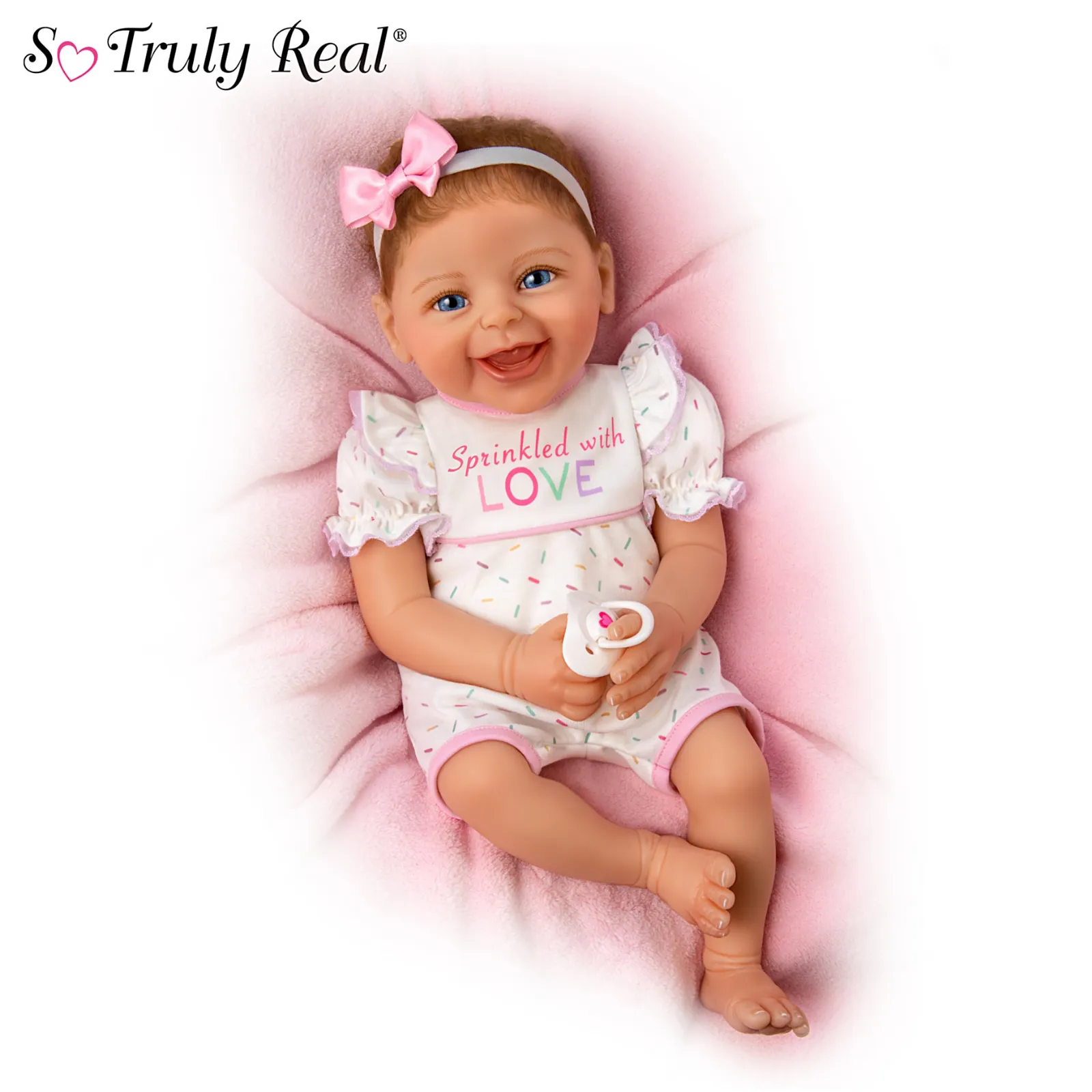 The Ashton - Drake Galleries Sprinkled With Love Lifelike Baby Girl Doll Weighted So Truly Real® Adorable RealTouch® Vinyl Skin with Soft Hand Rooted Hair by Doll Artist Ina Volprich 17-inches