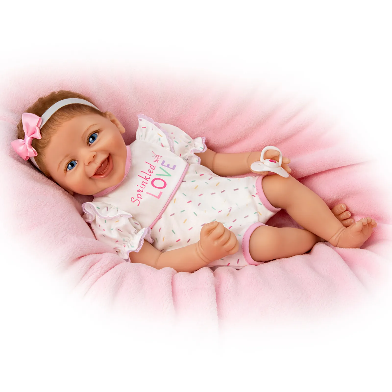 The Ashton - Drake Galleries Sprinkled With Love Lifelike Baby Girl Doll Weighted So Truly Real® Adorable RealTouch® Vinyl Skin with Soft Hand Rooted Hair by Doll Artist Ina Volprich 17-inches