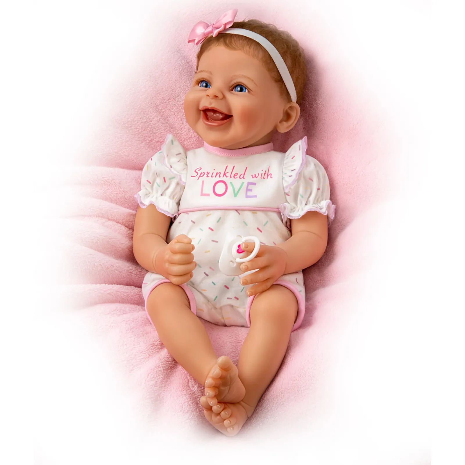 The Ashton - Drake Galleries Sprinkled With Love Lifelike Baby Girl Doll Weighted So Truly Real® Adorable RealTouch® Vinyl Skin with Soft Hand Rooted Hair by Doll Artist Ina Volprich 17-inches