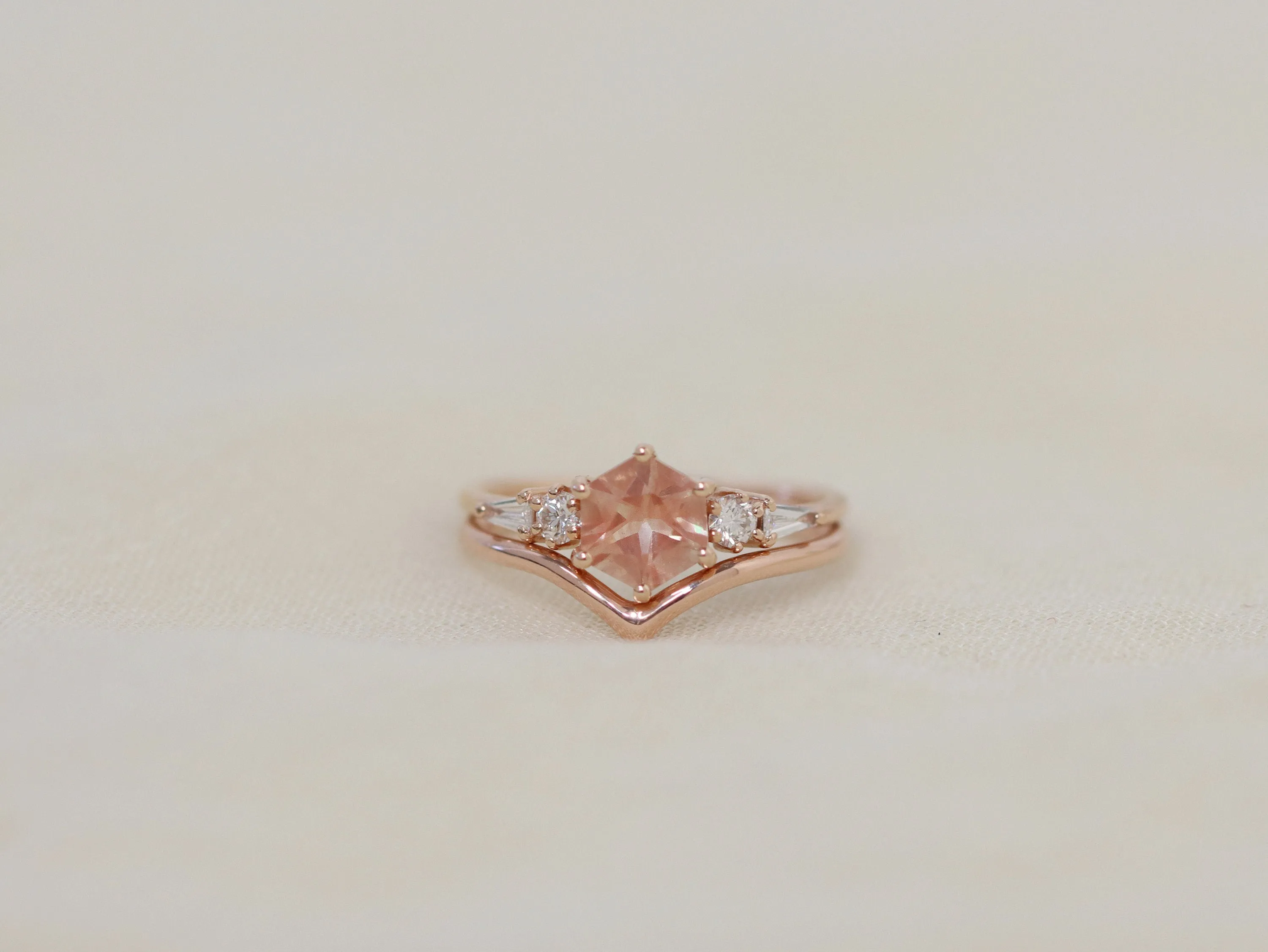 The Huntington Ring Bridal Set in Oregon Sunstone