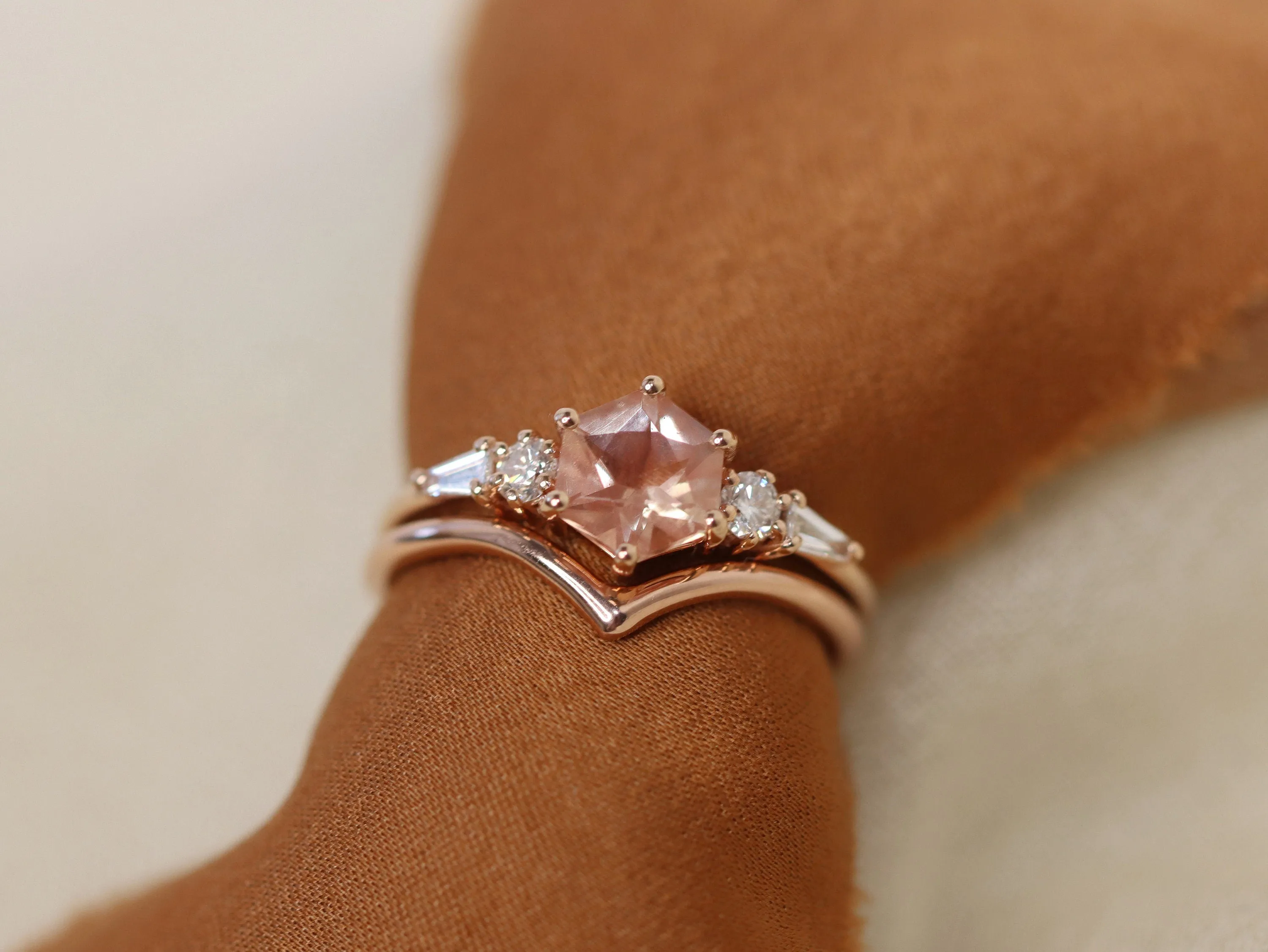 The Huntington Ring Bridal Set in Oregon Sunstone
