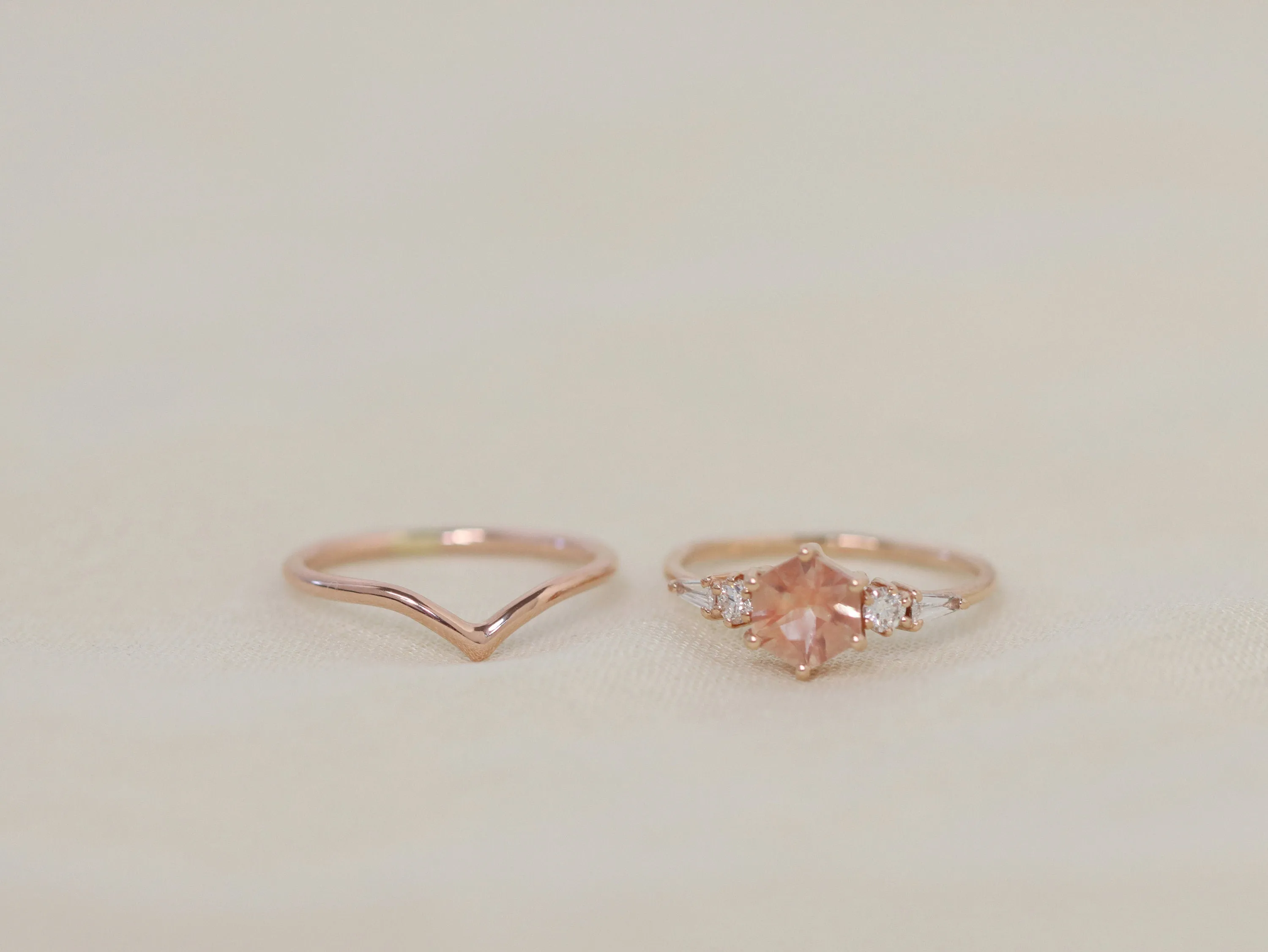 The Huntington Ring Bridal Set in Oregon Sunstone