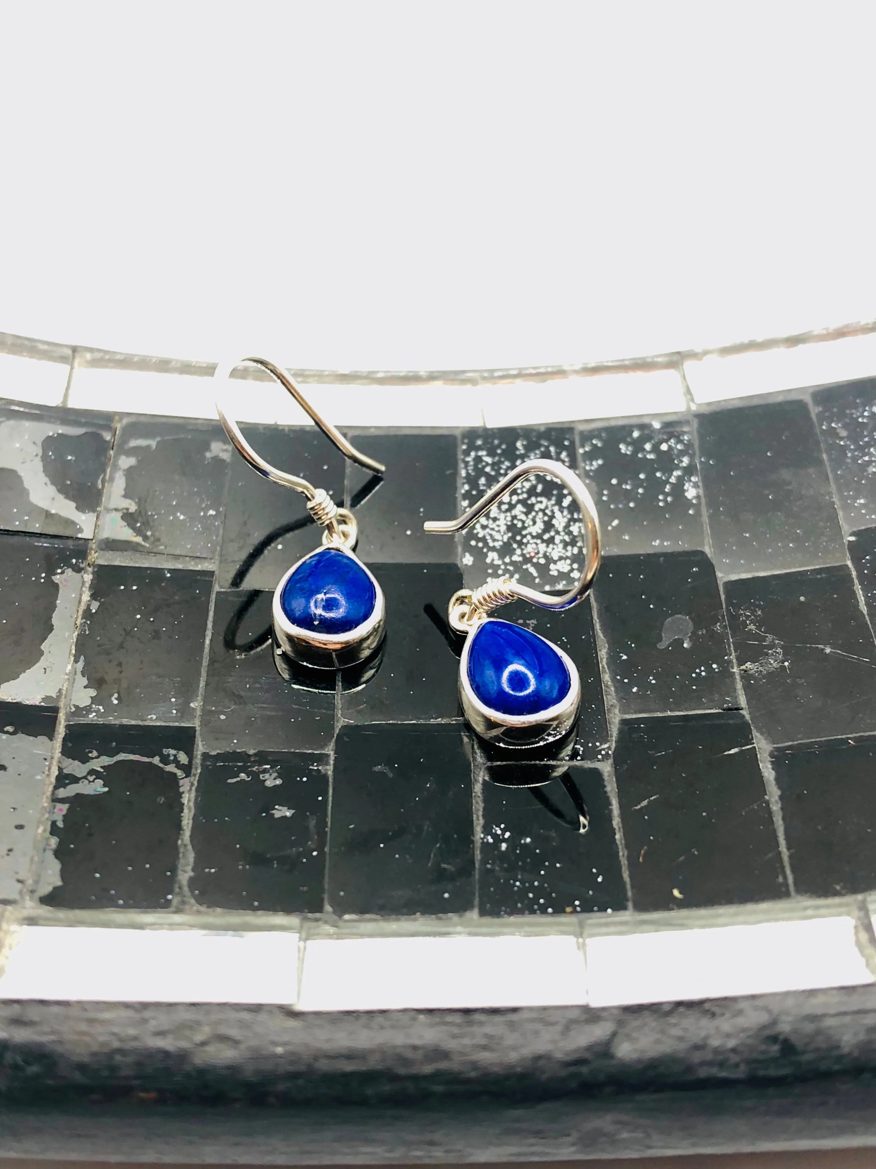 Tiny Teardrop Lapis Earrings