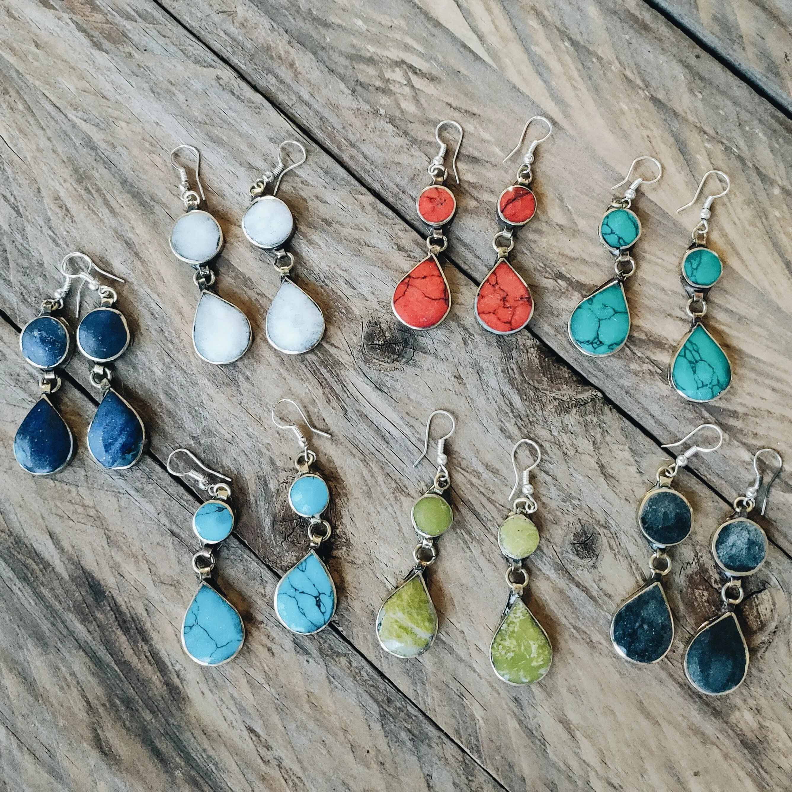 Tribal Lapis Stone Earrings