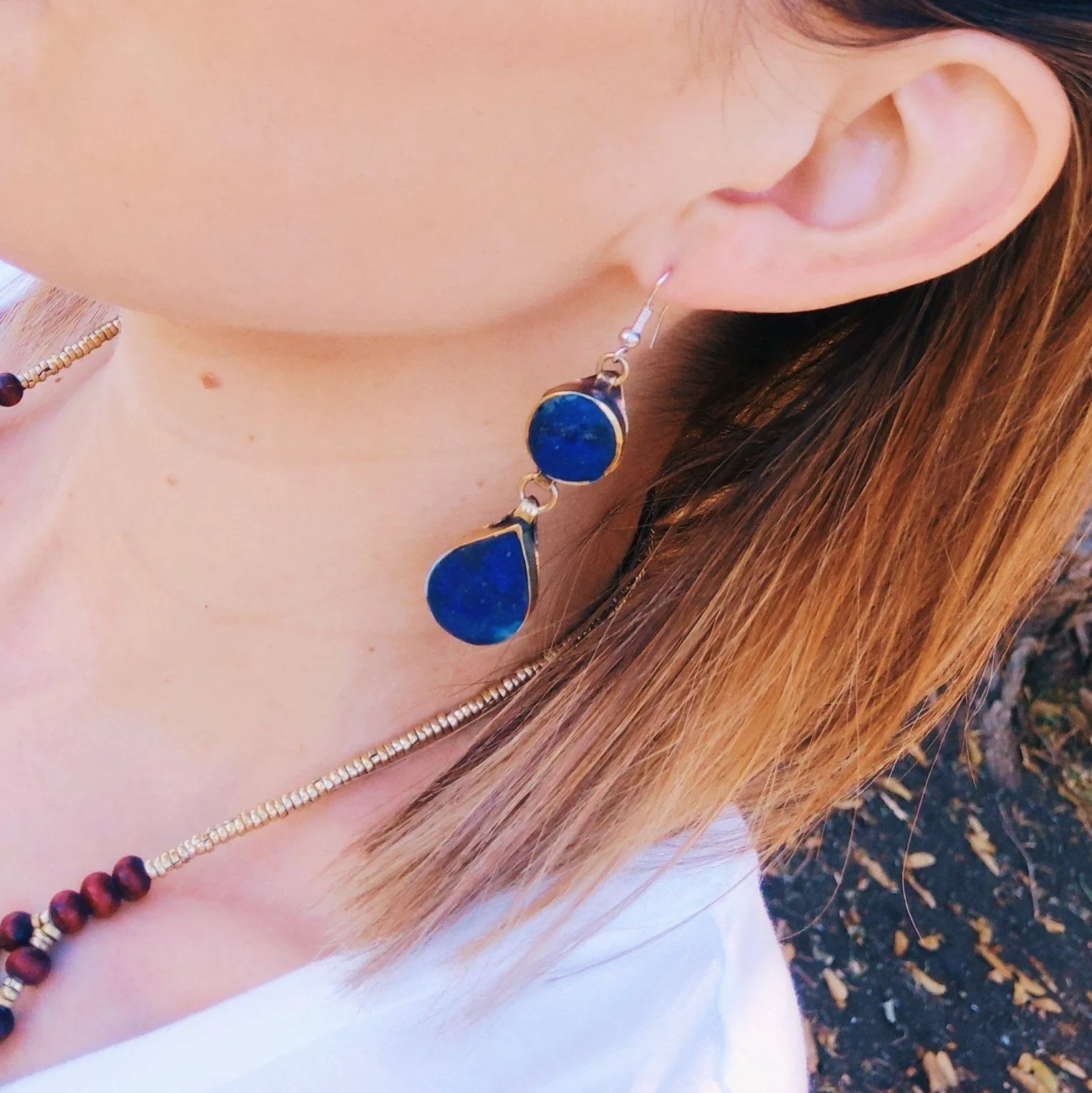 Tribal Lapis Stone Earrings