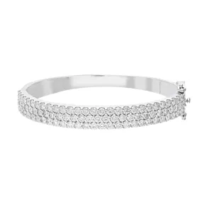 Triple Row Dress Bangle with 3.50ct of Laboratory Grown Diamonds in Sterling Silver and Platinum