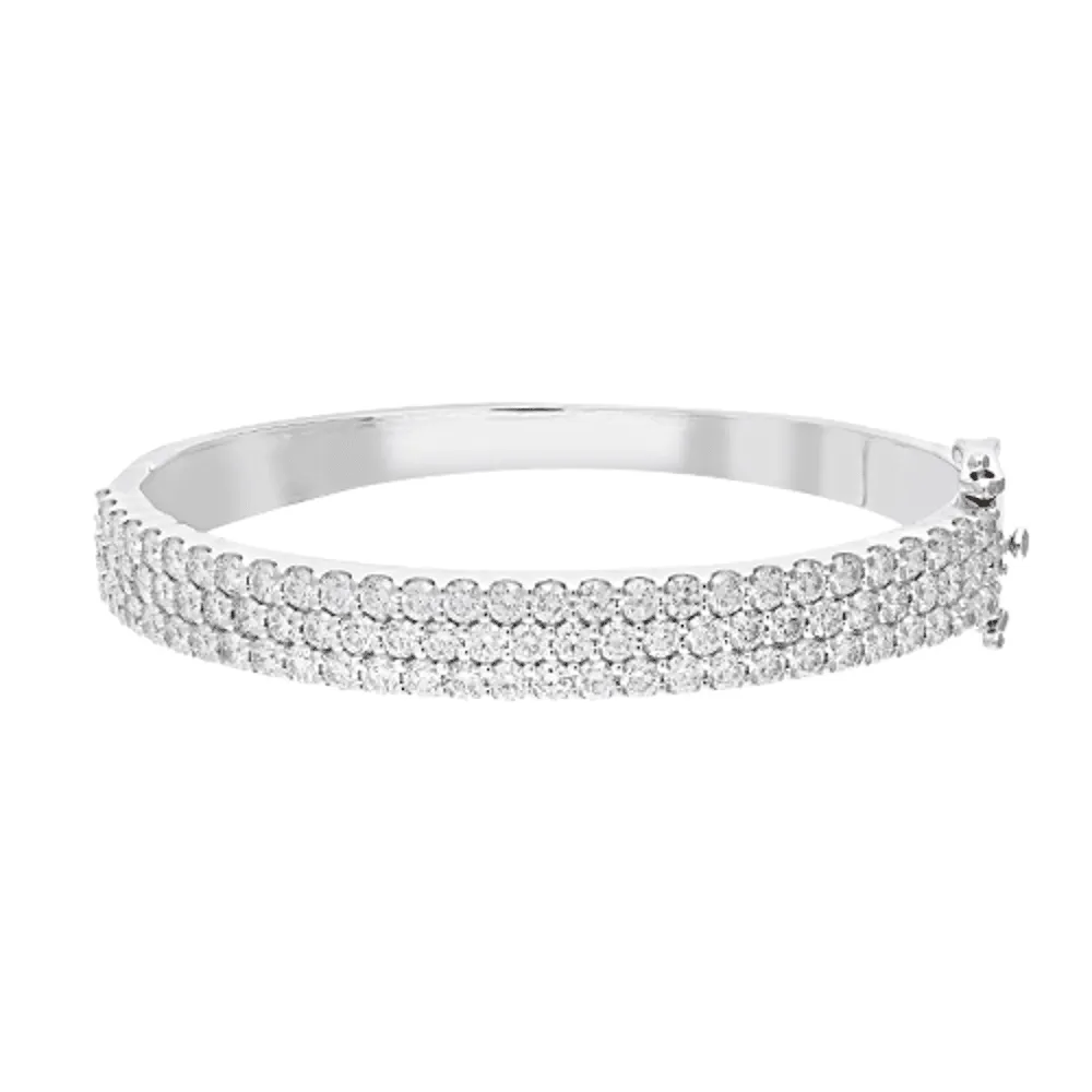 Triple Row Dress Bangle with 3.50ct of Laboratory Grown Diamonds in Sterling Silver and Platinum