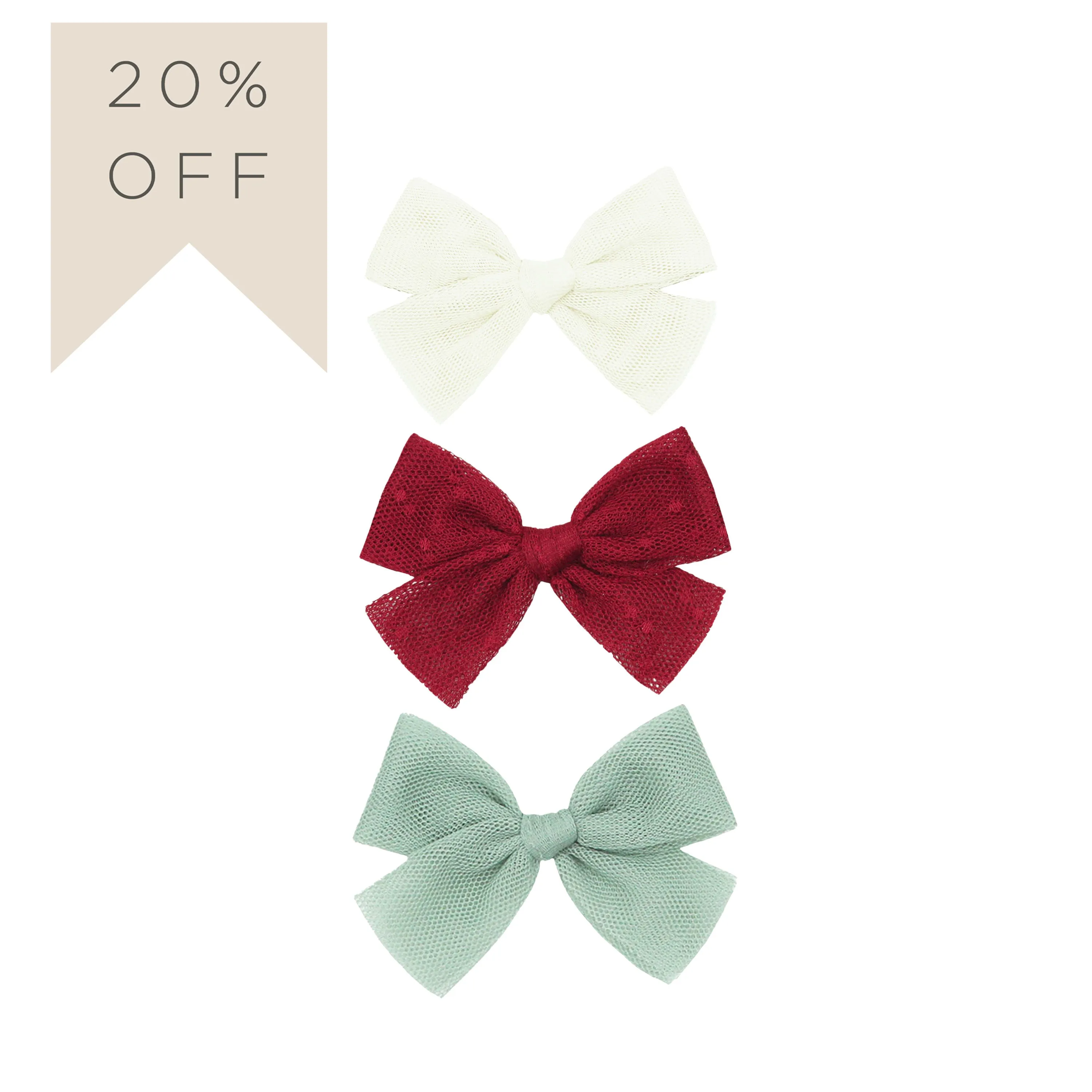 Tulle Bow 3 Pack: Red Dot Clips
