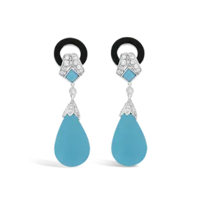 Turquoise & Diamond Drop Earrings