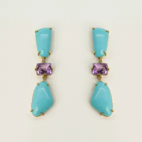Turquoise and Amethyst Earrings