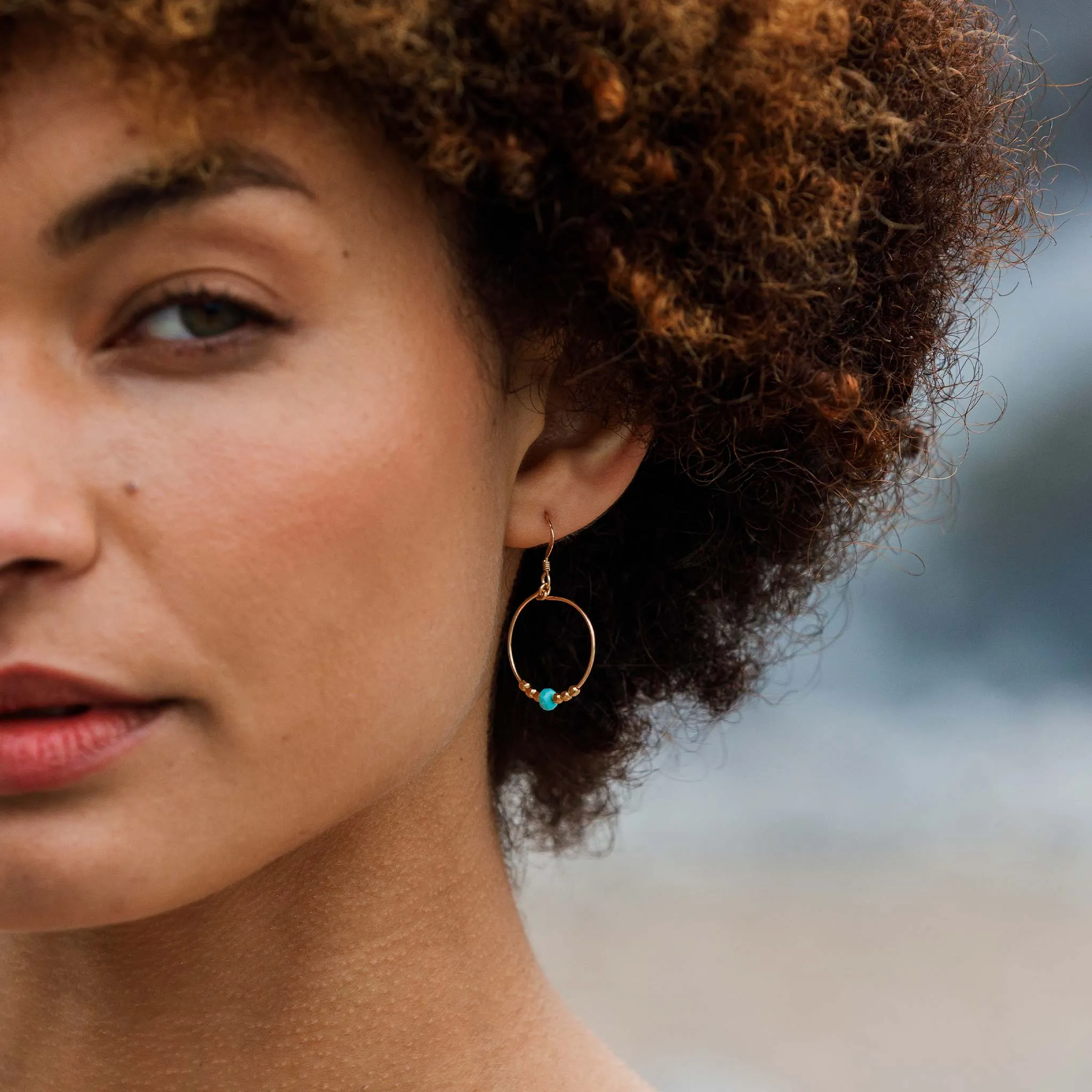 Turquoise Beaded Loop Earrings