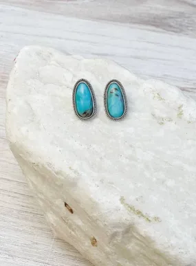 Turquoise Oversized Oval Stud Earrings