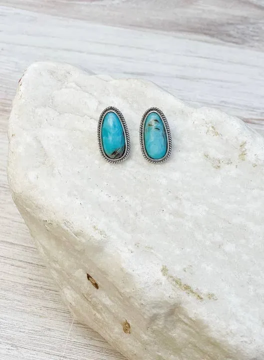 Turquoise Oversized Oval Stud Earrings