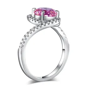 Twist Curl 925 Sterling Silver Wedding Engagement Ring 2 Ct Fancy Pink Simulated Diamond Promise Anniversary