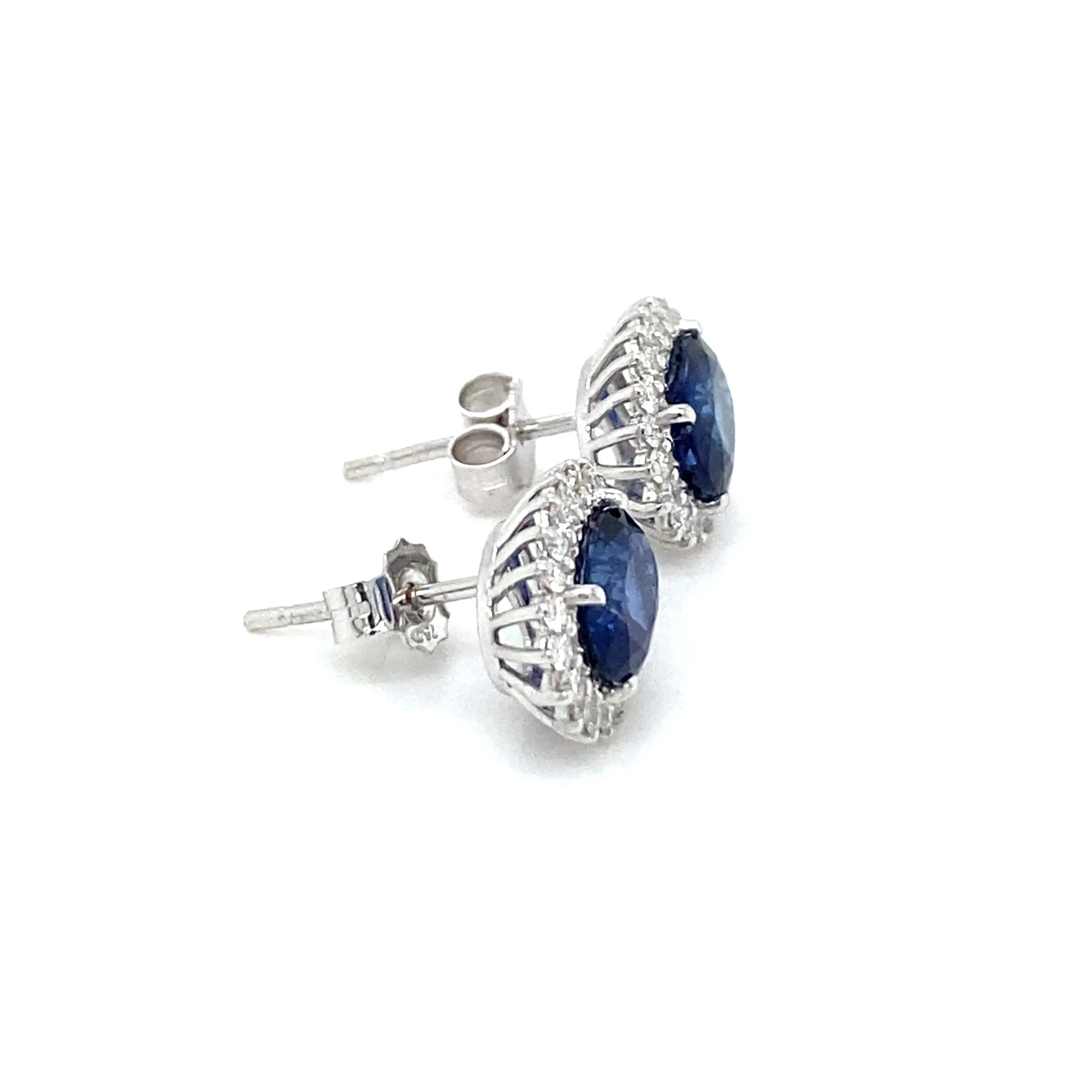 Vintage Sapphire Diamond Gold Cluster Stud Earrings