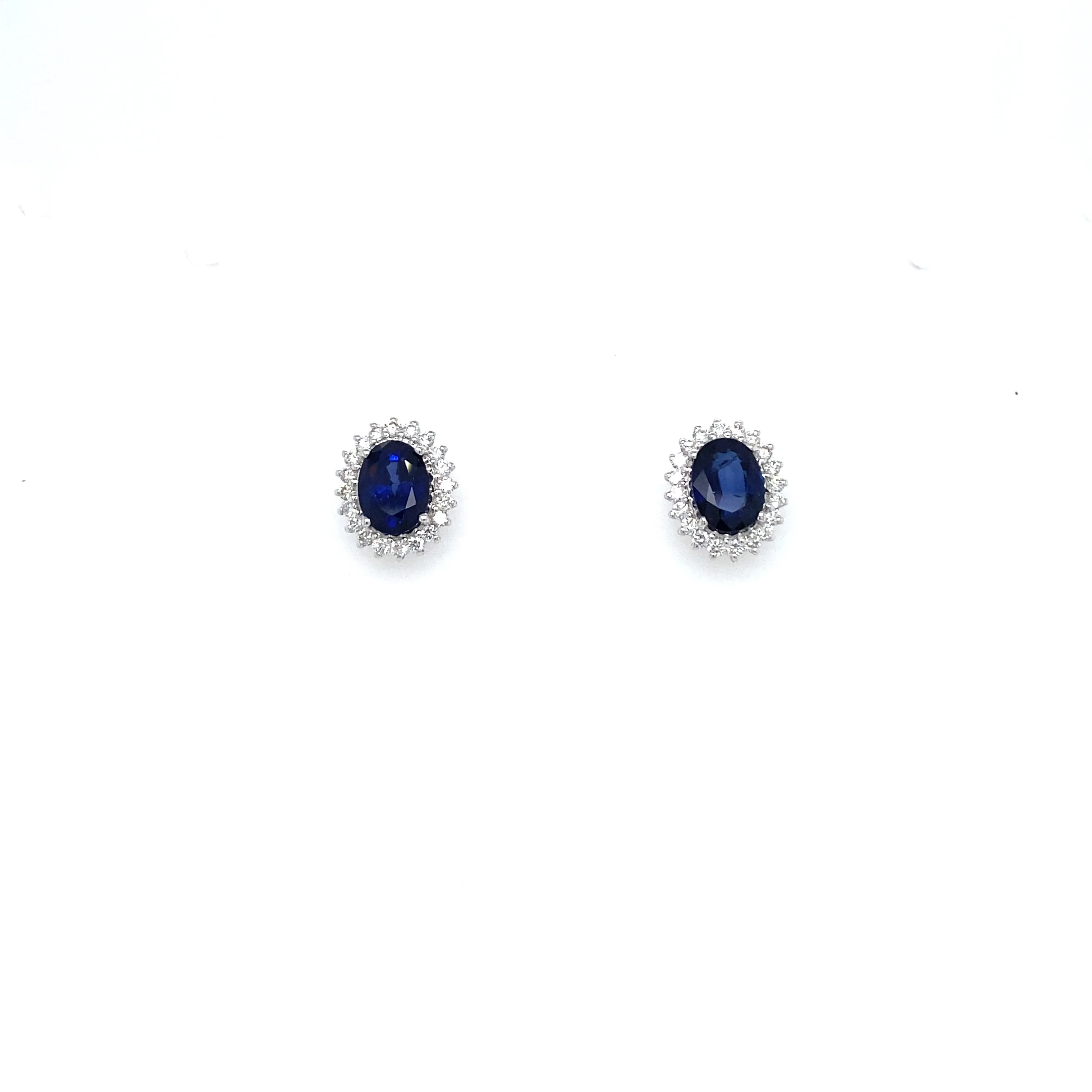 Vintage Sapphire Diamond Gold Cluster Stud Earrings