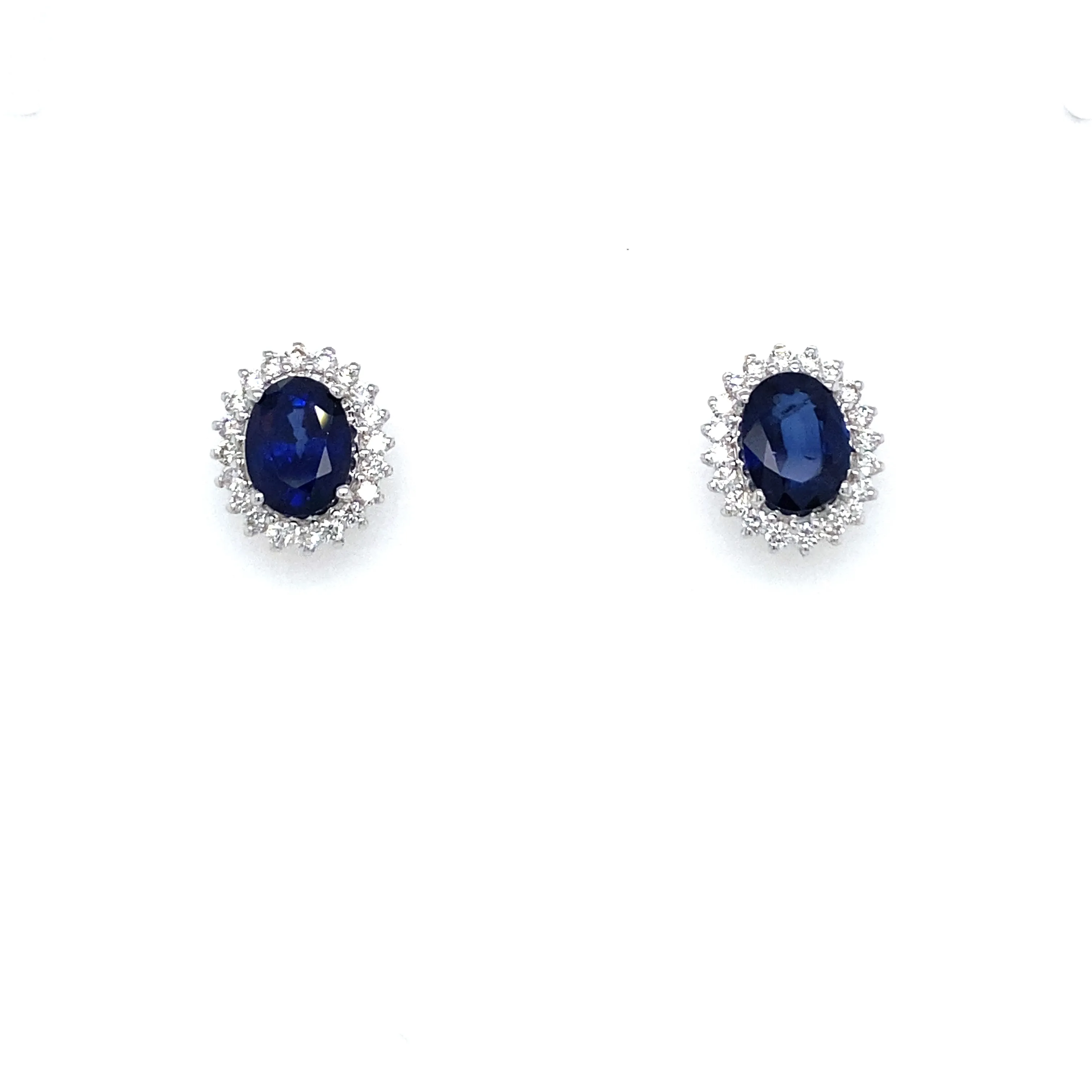 Vintage Sapphire Diamond Gold Cluster Stud Earrings