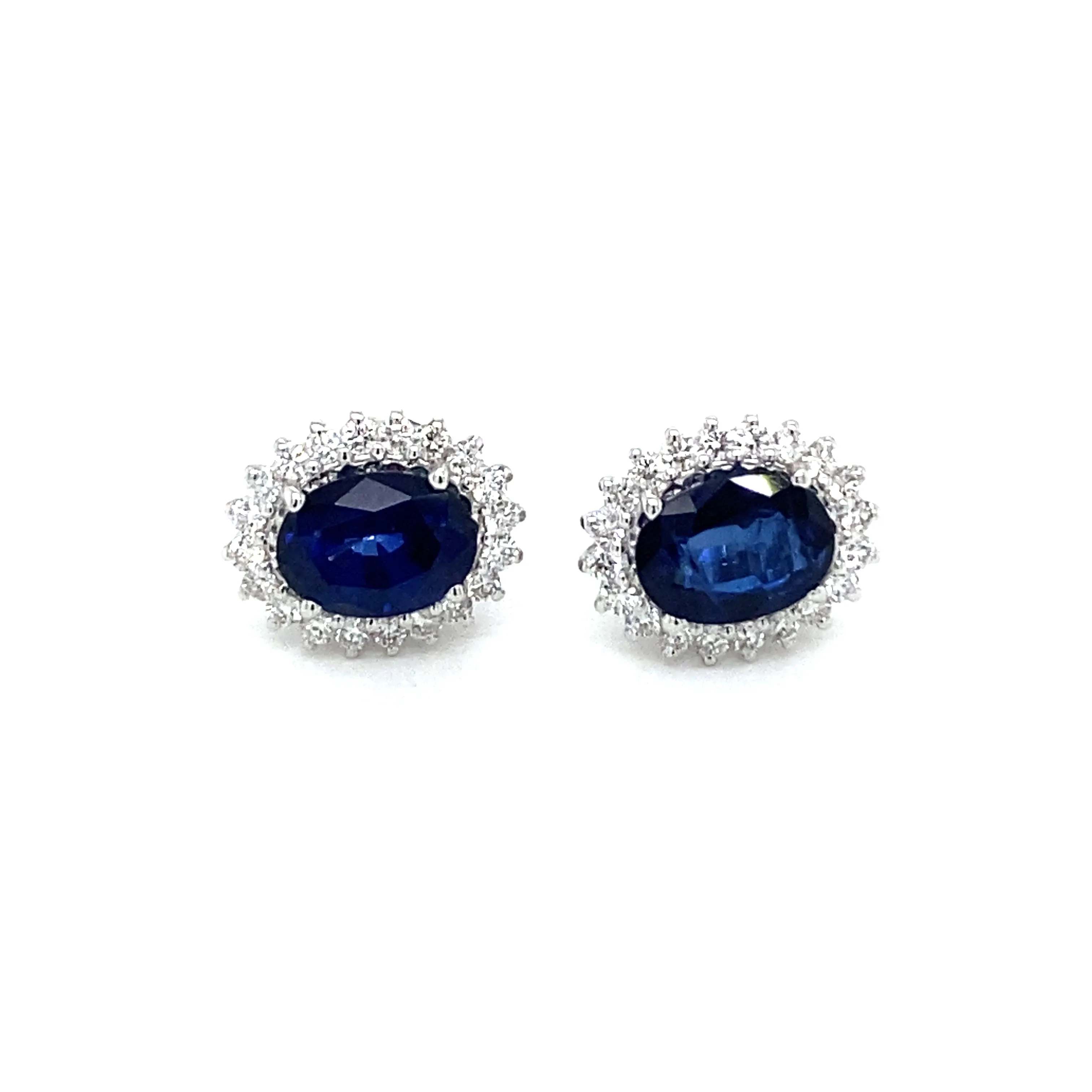 Vintage Sapphire Diamond Gold Cluster Stud Earrings