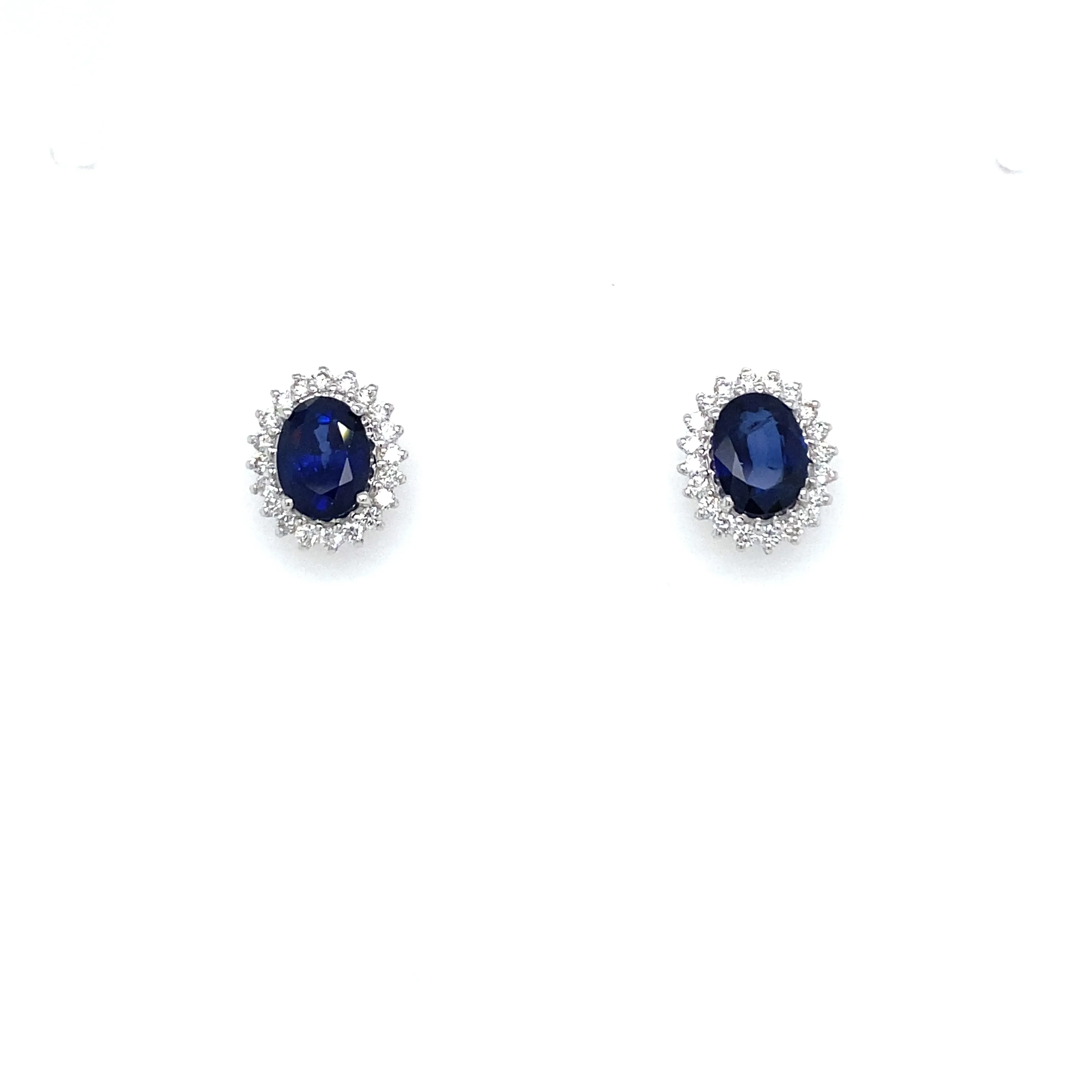 Vintage Sapphire Diamond Gold Cluster Stud Earrings