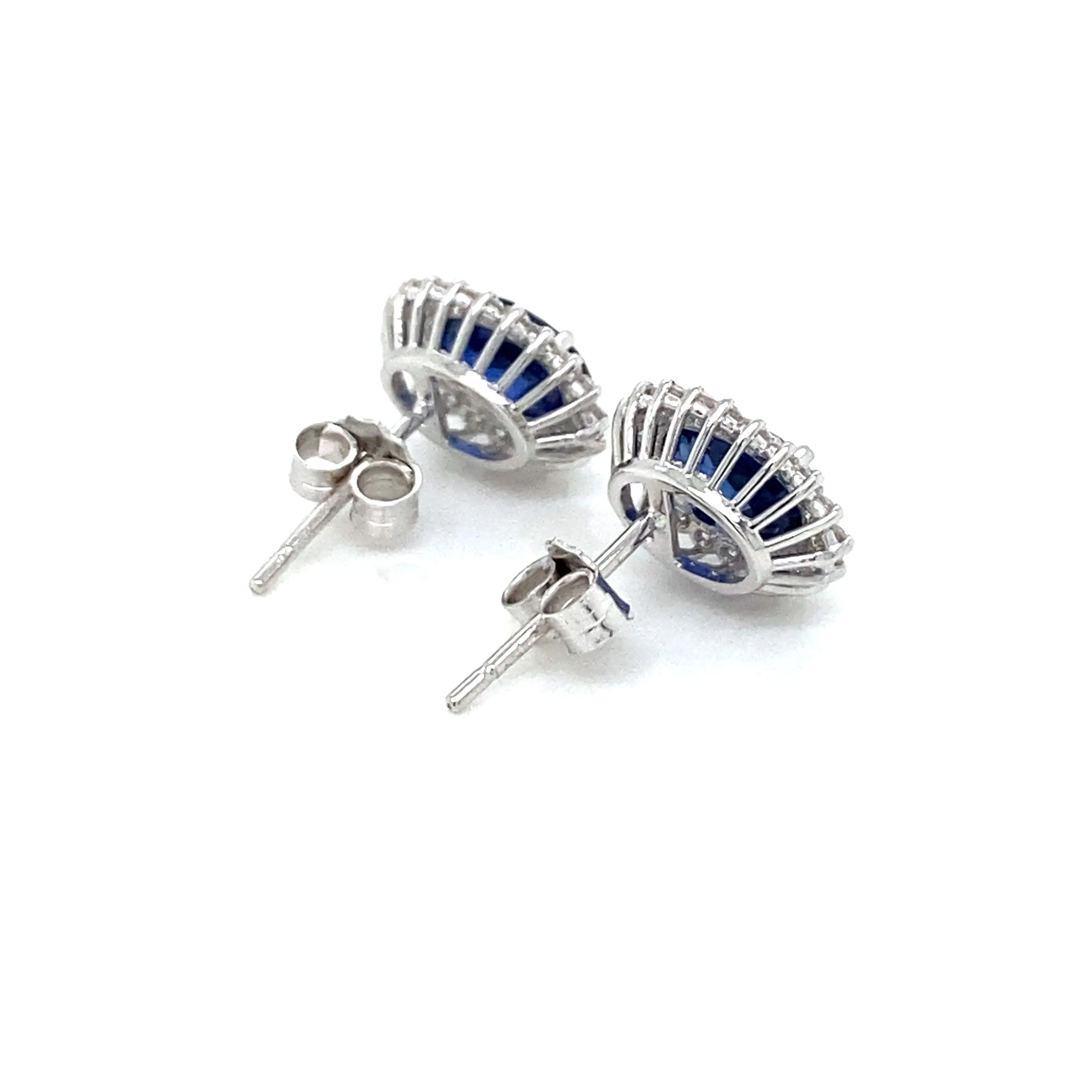 Vintage Sapphire Diamond Gold Cluster Stud Earrings