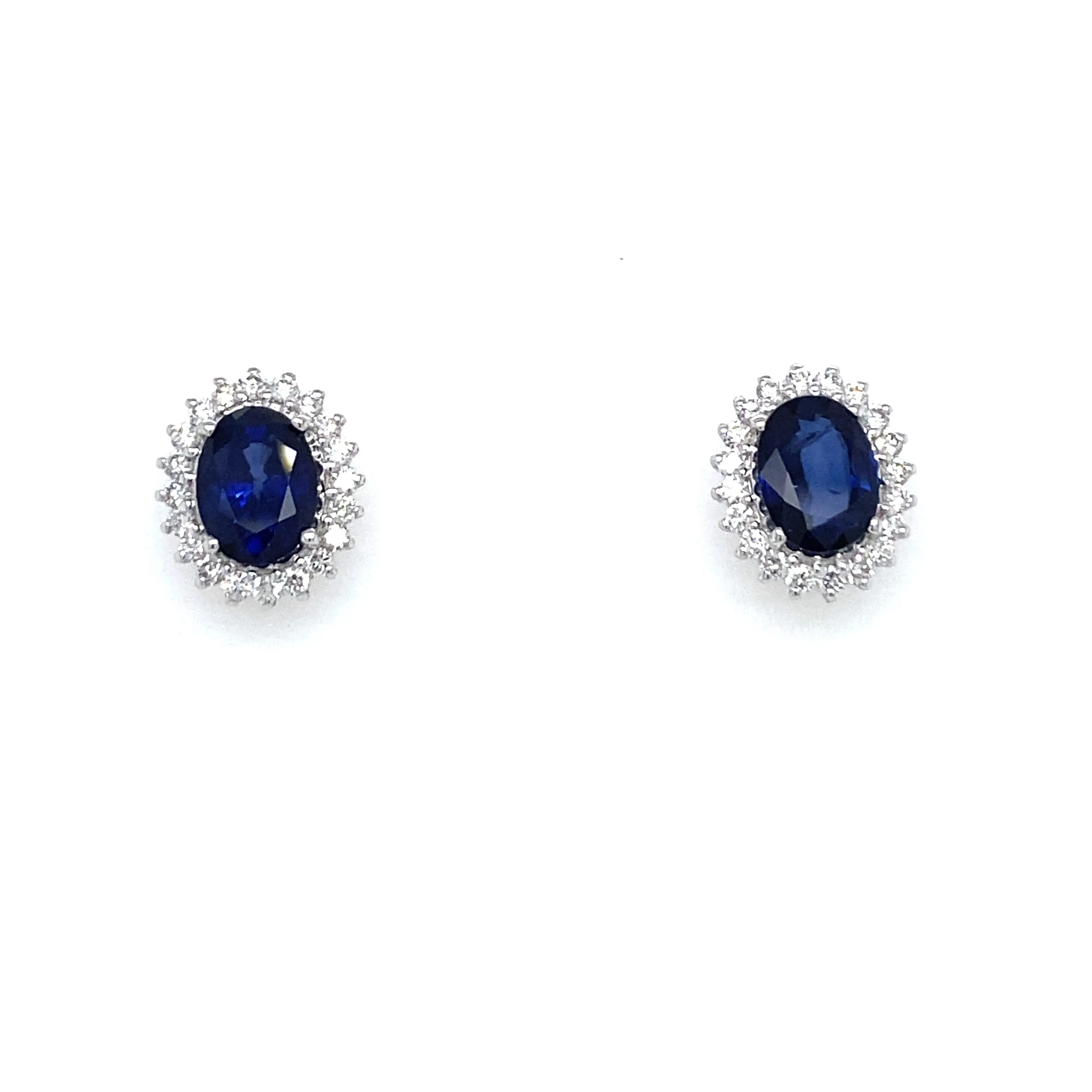 Vintage Sapphire Diamond Gold Cluster Stud Earrings