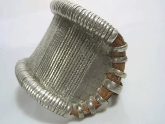 Vintage Silver Bazuband Bracelet from Rajasthan, India