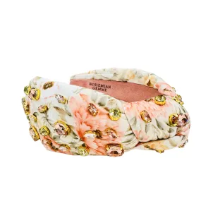 Vintage Textile Peach Embellished Knotted Headband