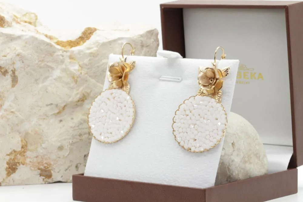 WHITE CRYSTAL ROCK EARRINGS