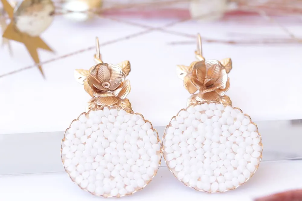 WHITE CRYSTAL ROCK EARRINGS