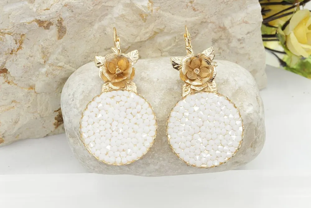 WHITE CRYSTAL ROCK EARRINGS