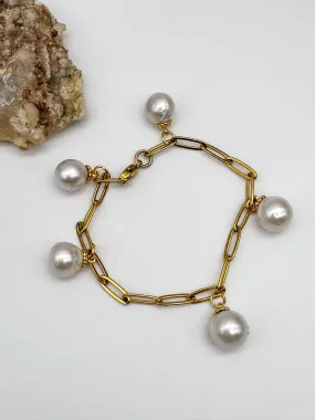 White South Sea Pearl Charm Bracelet