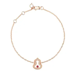Wulu bracelet in 18K rose gold with diamonds and ruby