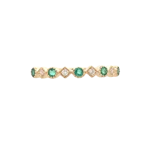 Yellow Gold Emerald and Diamond Ring