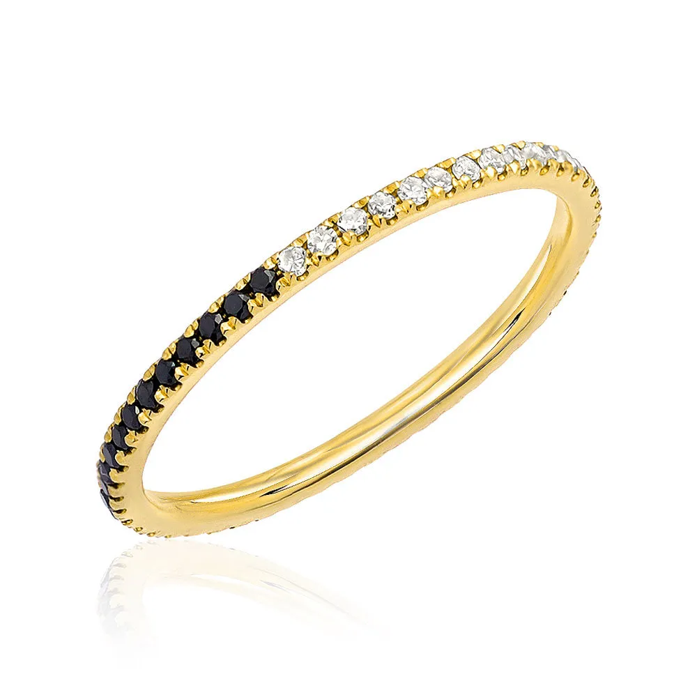 Yin Yang Eternity Band with Black and White Diamonds