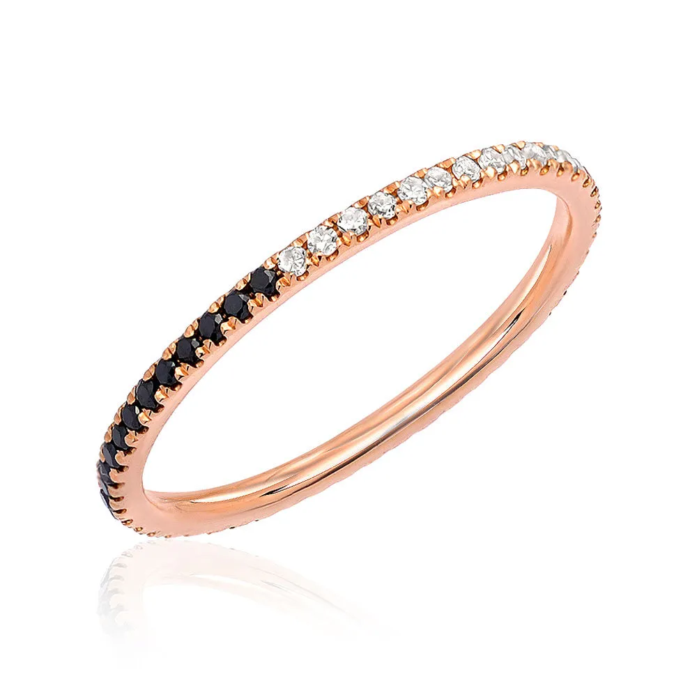 Yin Yang Eternity Band with Black and White Diamonds