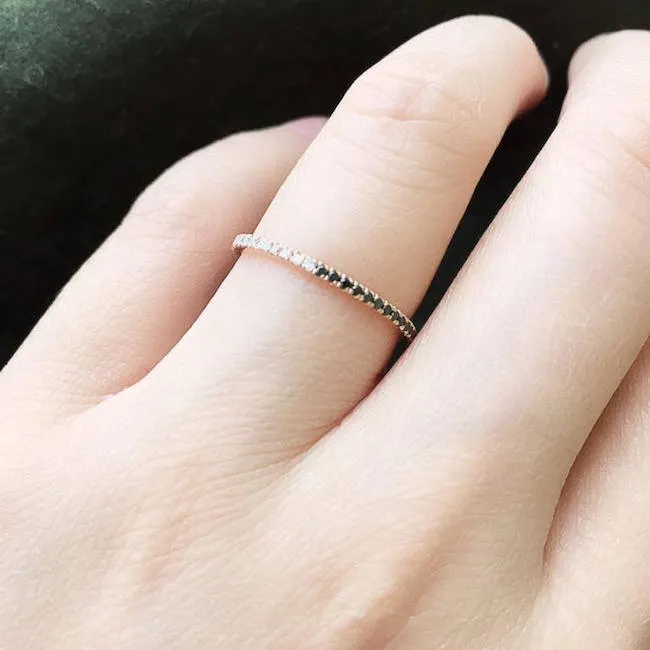 Yin Yang Eternity Band with Black and White Diamonds