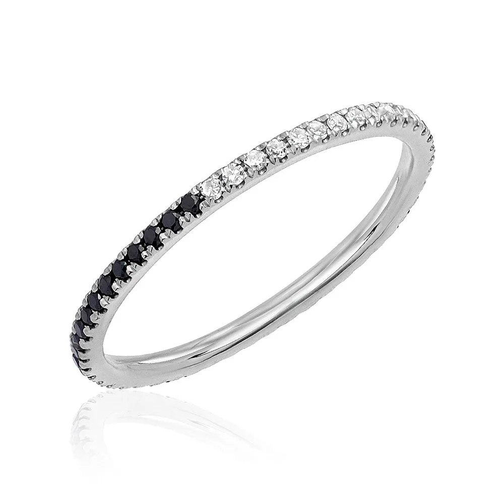 Yin Yang Eternity Band with Black and White Diamonds